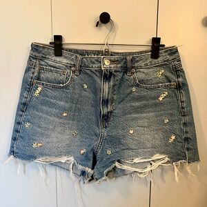 American Eagle denim flower embroidered shorts